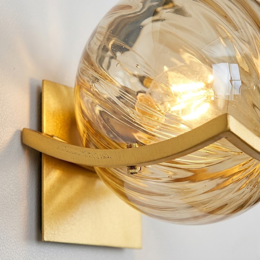 Lyra Glass Globe Wall Sconce with Gold Finish - Lattea Global