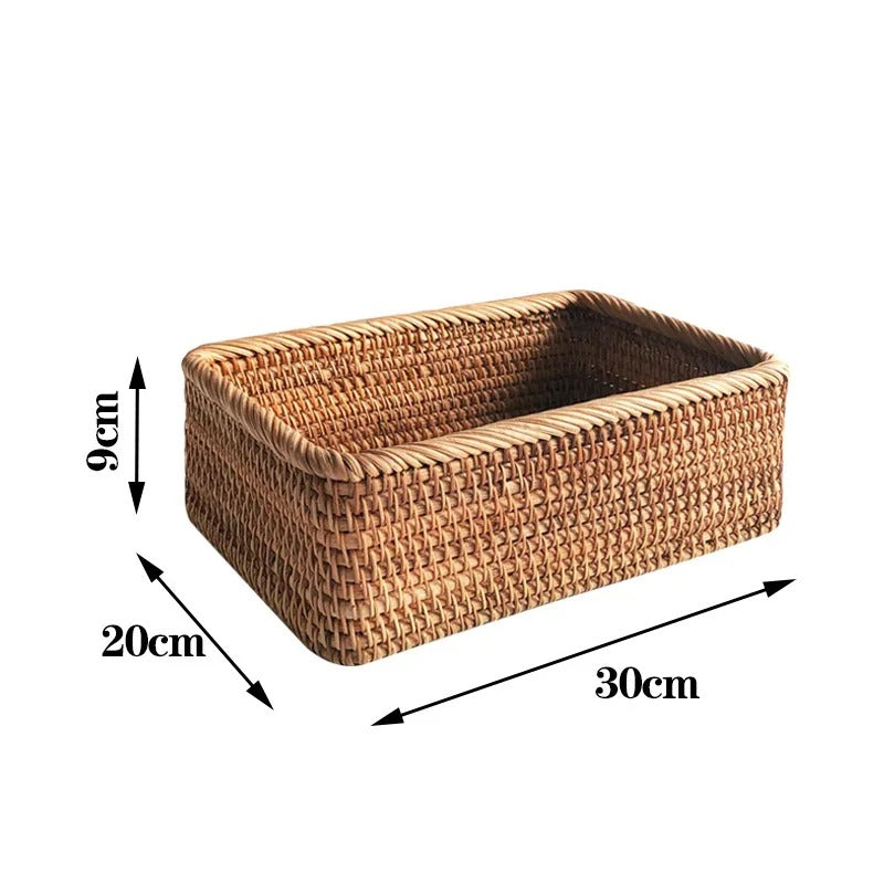 rattan fruit basket, handwoven storage, eco-friendly rattan, kitchen storage basket, rustic decor, countertop organizer, versatile storage, lightweight basket, natural home decor, durable rattan