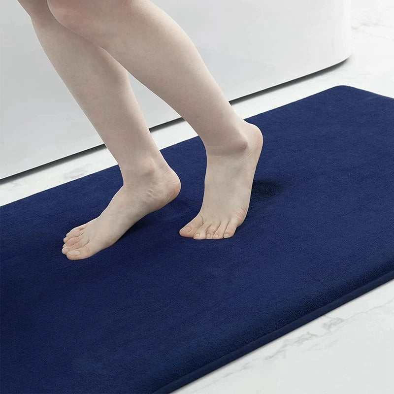 memory foam bath mat, super absorbent mat, anti-slip bath rug, moisture-wicking bathroom mat, quick-dry bath mat, durable bath mat, machine washable rug, multi-space rug, bathroom decor, comfortable floor mat