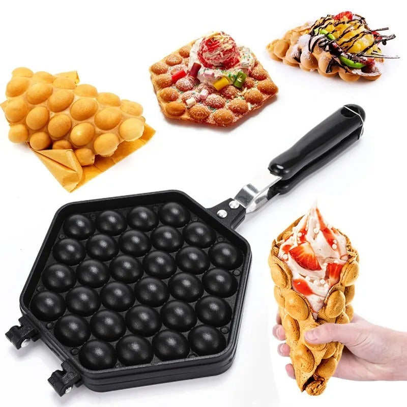 Egg Bubble Cake Pan – Cast Aluminum Nonstick Perfect for Crispy Waffles