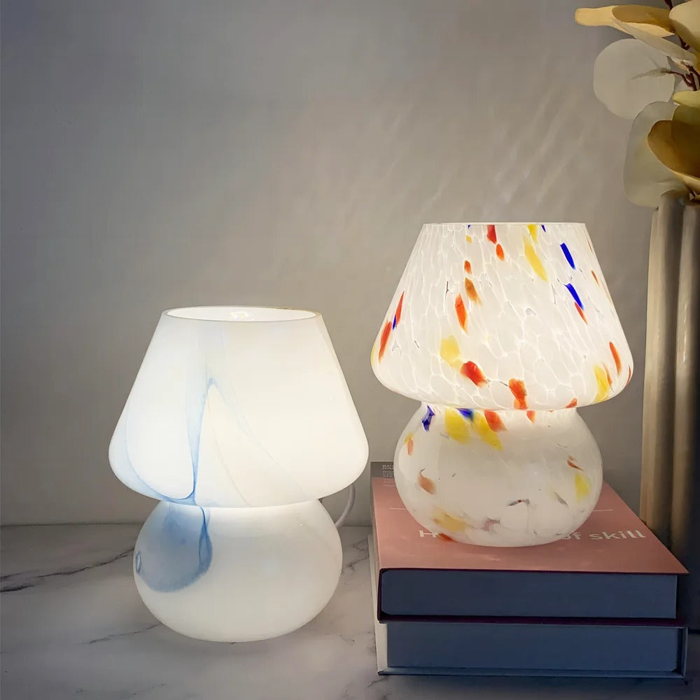 Vintage Glass Mushroom Lamp