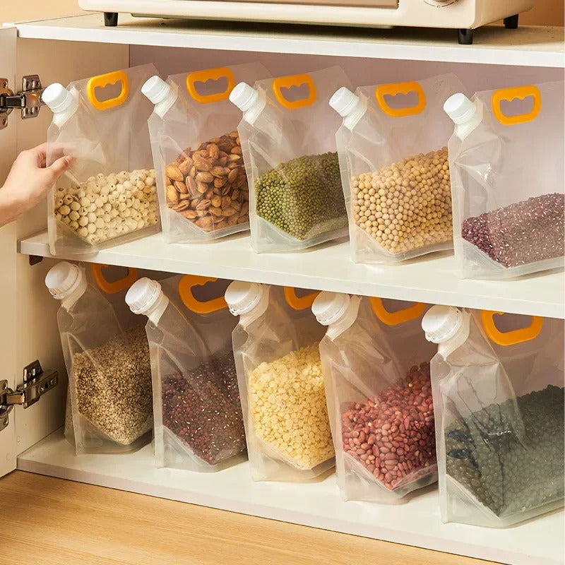 grain storage bags, moisture-proof bags, insect-proof storage, food storage bags, reusable PE bags, transparent storage bags, rice storage bags, bean storage, pantry organizer bags, dry goods storage