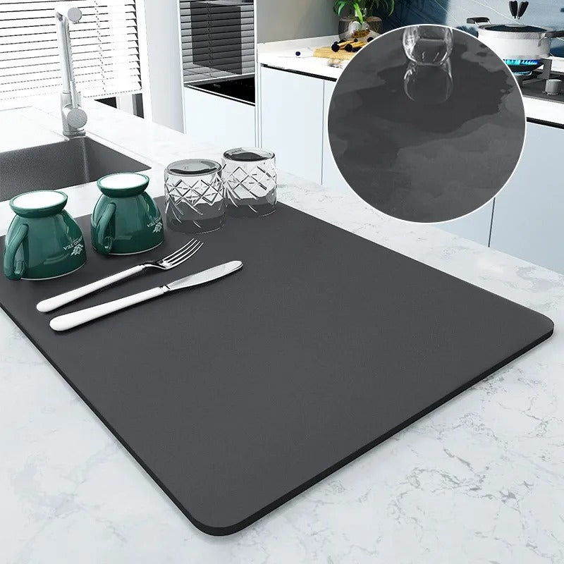 super absorbent mat, kitchen drying mat, diatomaceous earth mat, non-slip kitchen mat, quick-drying mat, spill-absorbent mat, countertop mat, versatile kitchen mat, anti-slip mat, durable kitchen mat