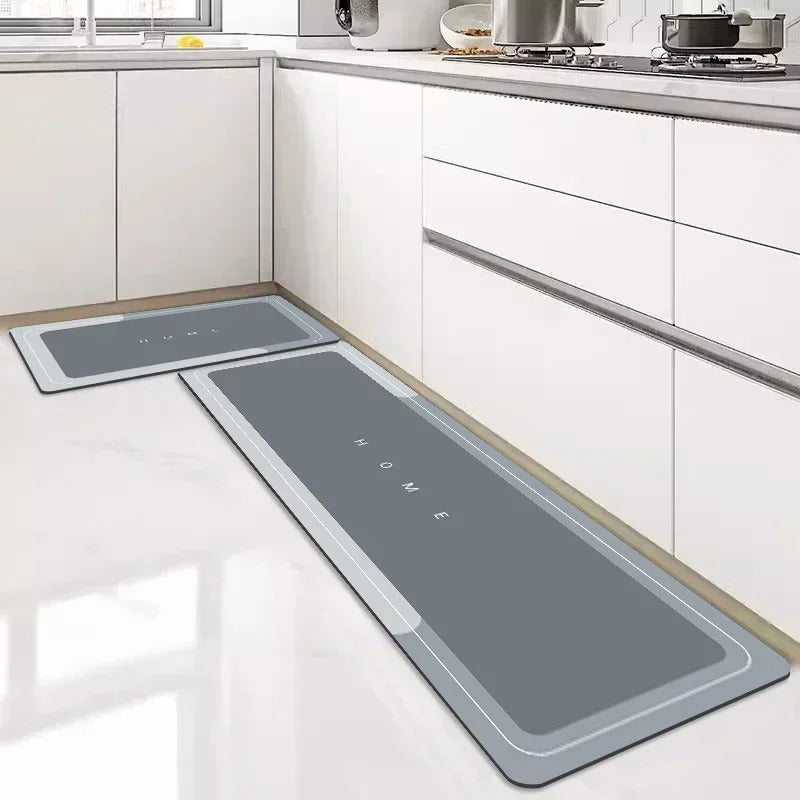 kitchen mat, non-slip mat, diatomaceous mat, absorbent floor mat, quick-dry mat, waterproof mat, anti-slip backing, kitchen rug, easy maintenance mat, versatile home mat