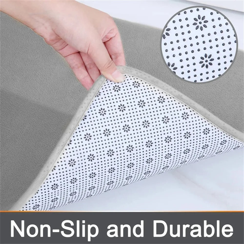 memory foam bath mat, super absorbent mat, anti-slip bath rug, moisture-wicking bathroom mat, quick-dry bath mat, durable bath mat, machine washable rug, multi-space rug, bathroom decor, comfortable floor mat