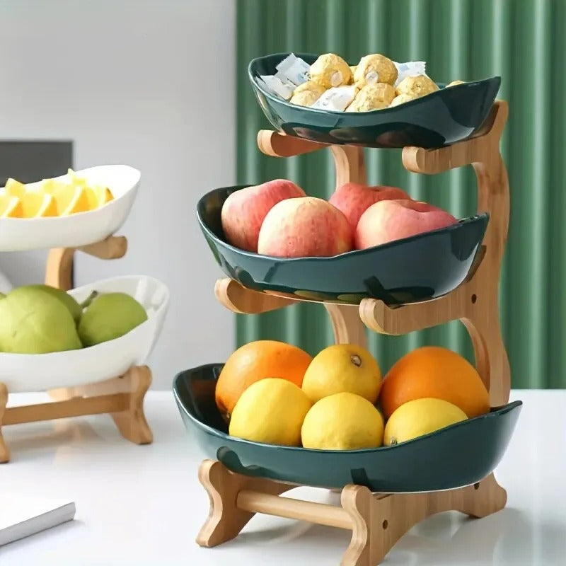 Modern Bamboo Fruit Basket - 2 to 3 Tiers