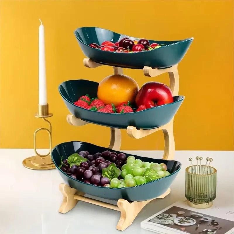 Modern Bamboo Fruit Basket - 2 to 3 Tiers