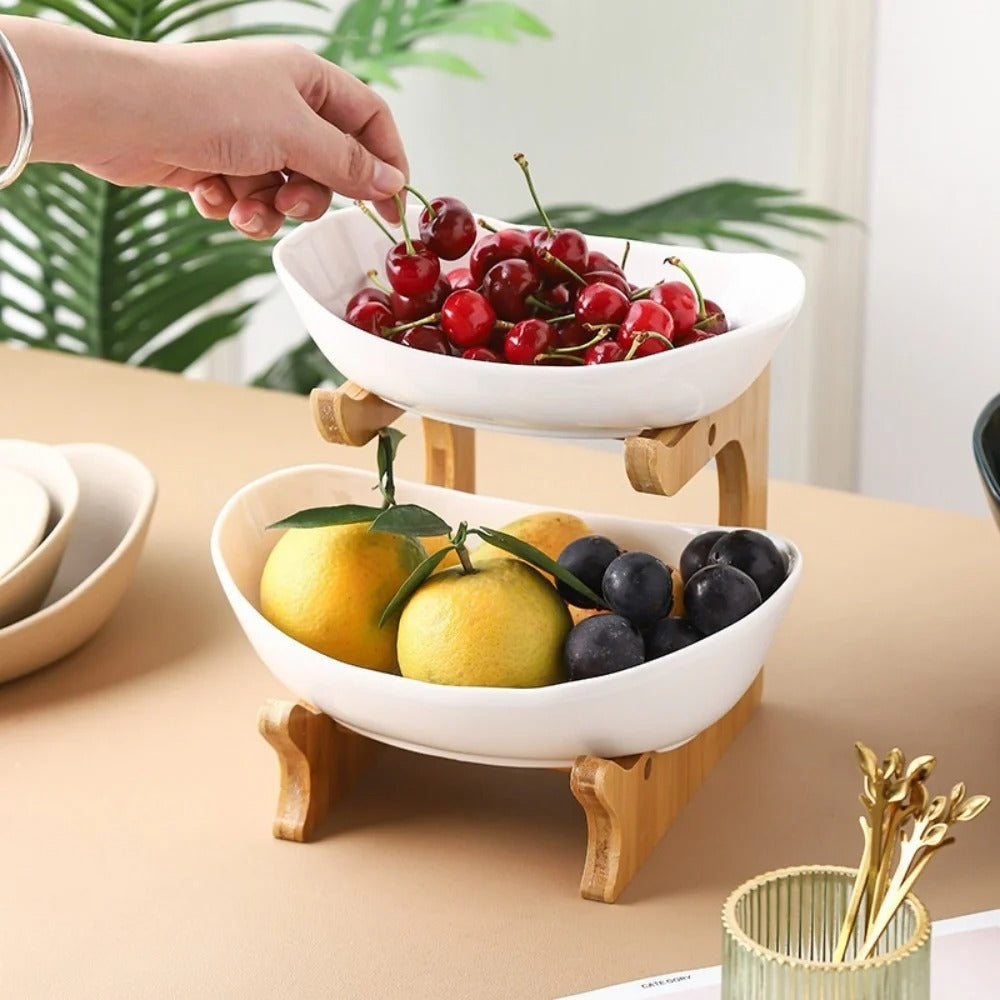 Modern Bamboo Fruit Basket - 2 to 3 Tiers