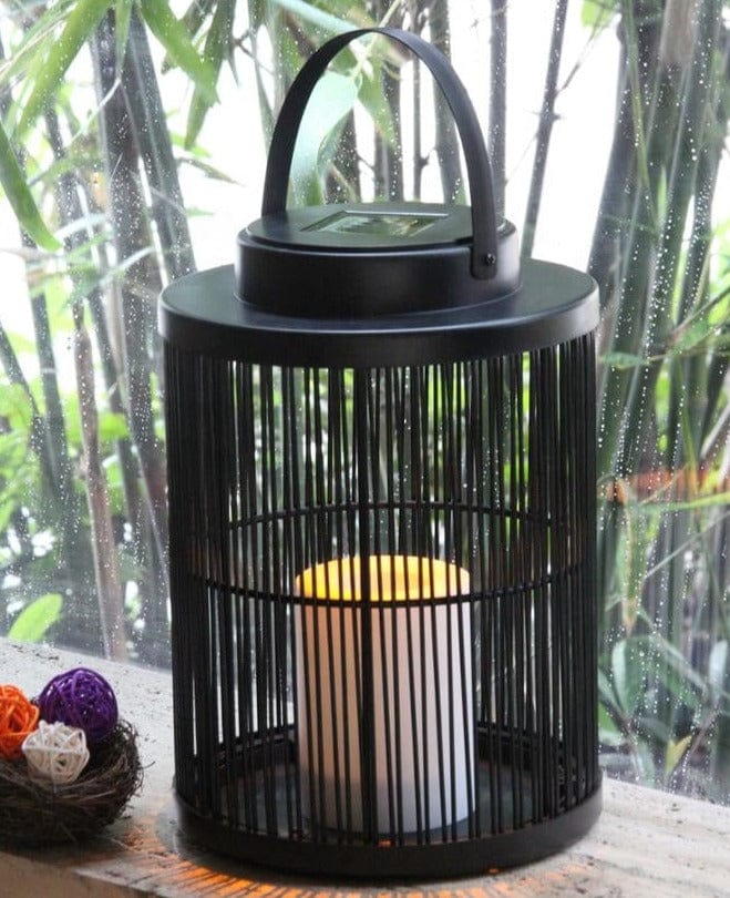 Solar-Powered Woven Lantern for Outdoor Spaces