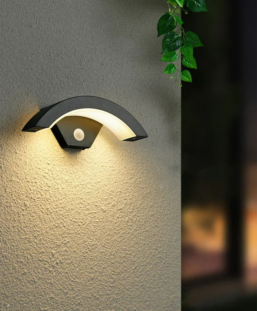 ArcSense Motion Sensor Outdoor Wall Light - Modern Curved LED Lamp