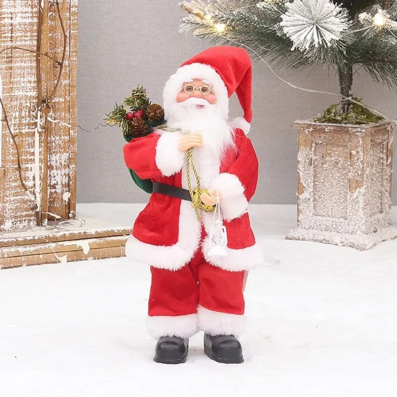 Santa Claus ornament, Christmas home decor, festive holiday figurine, tabletop Santa decoration, Christmas mantel decor, Santa with gift bag, classic holiday charm, reusable Christmas decoration, holiday party centerpiece, Santa Claus display