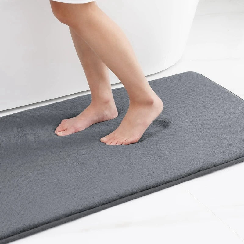 memory foam bath mat, super absorbent mat, anti-slip bath rug, moisture-wicking bathroom mat, quick-dry bath mat, durable bath mat, machine washable rug, multi-space rug, bathroom decor, comfortable floor mat