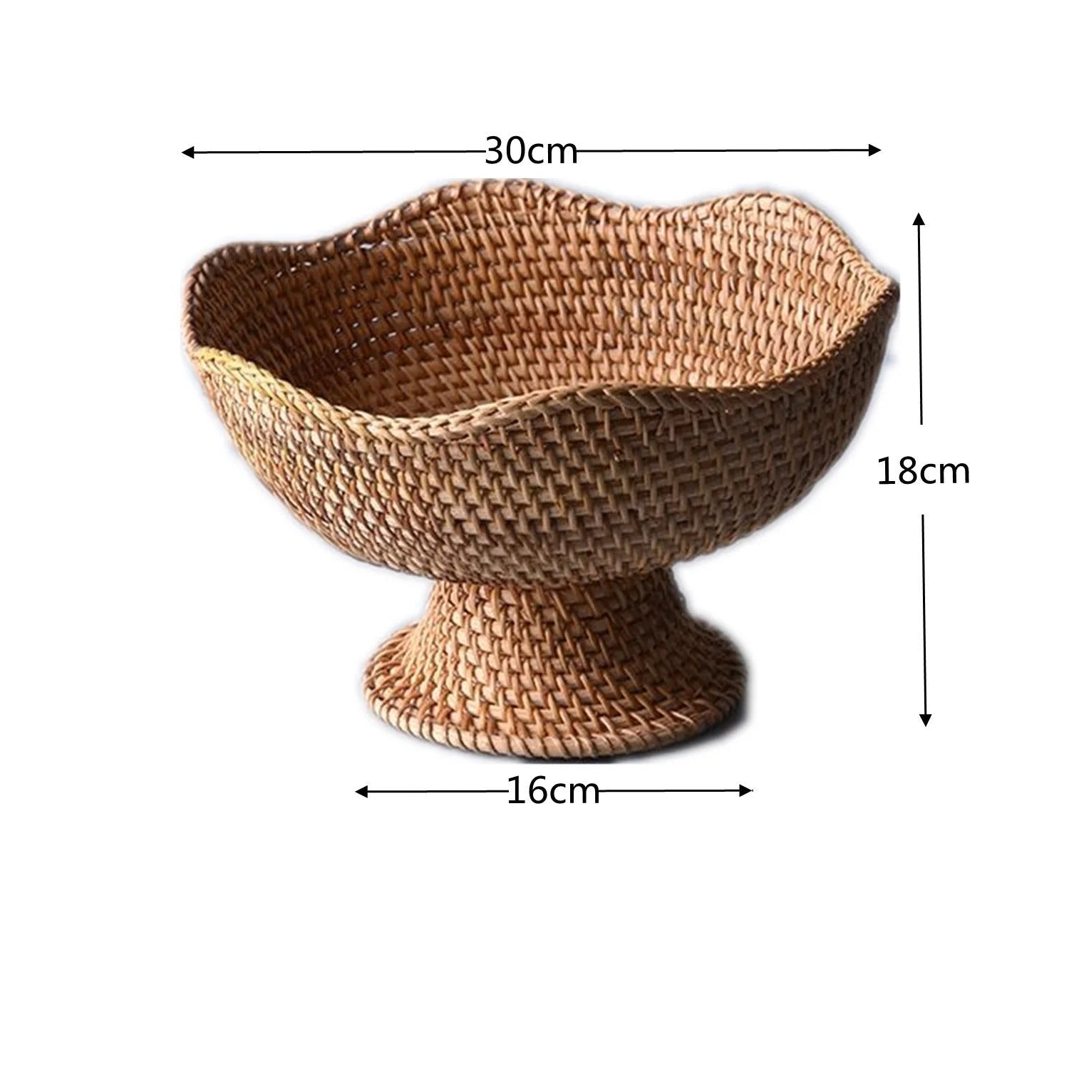 rattan fruit basket, handwoven storage bowl, eco-friendly kitchen decor, natural rattan bowl, rustic countertop organizer, versatile storage basket, decorative rattan bowl, lightweight kitchen storage, artisanal fruit basket, durable kitchen organizer