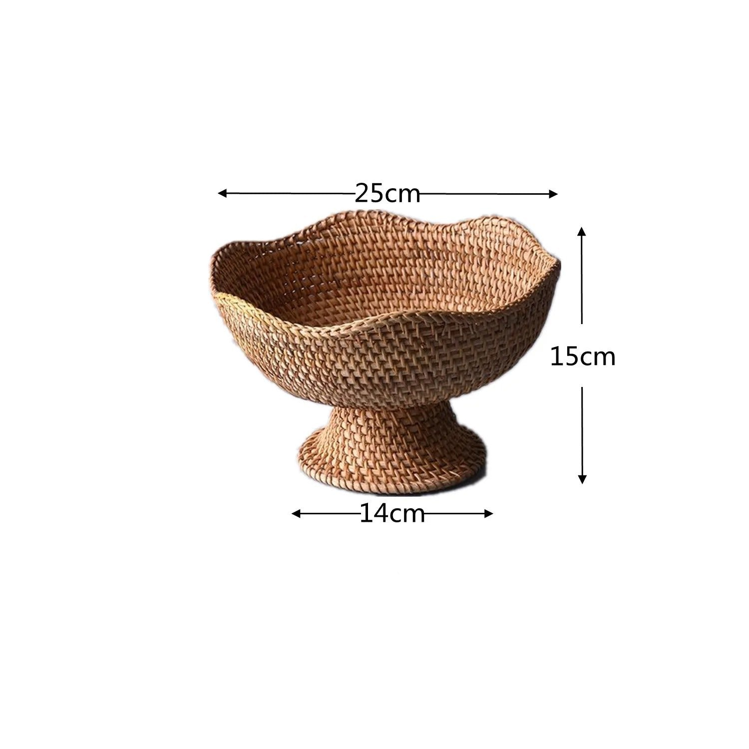 rattan fruit basket, handwoven storage bowl, eco-friendly kitchen decor, natural rattan bowl, rustic countertop organizer, versatile storage basket, decorative rattan bowl, lightweight kitchen storage, artisanal fruit basket, durable kitchen organizer