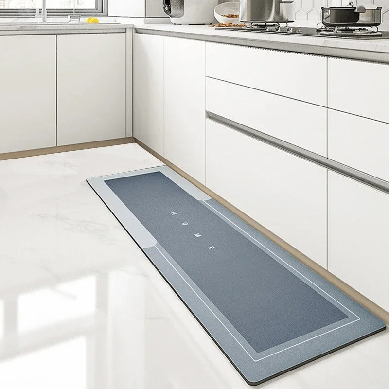 kitchen mat, non-slip mat, diatomaceous mat, absorbent floor mat, quick-dry mat, waterproof mat, anti-slip backing, kitchen rug, easy maintenance mat, versatile home mat