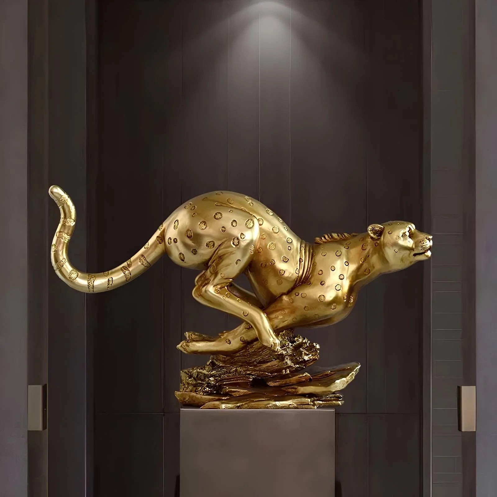 Majestic Golden Leopard Figurine