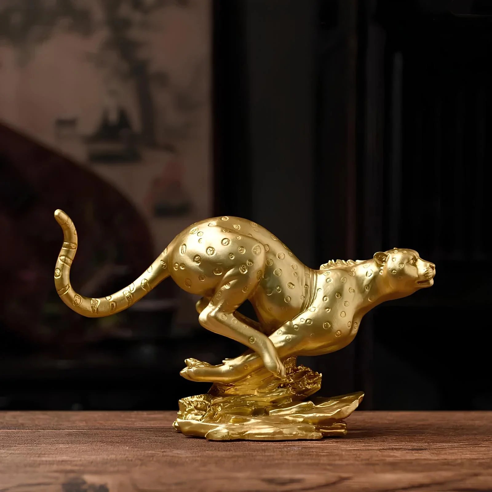 Majestic Golden Leopard Figurine