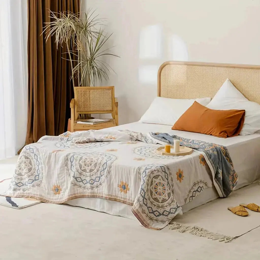 Mandala cotton throw blanket boho woven design – view 6