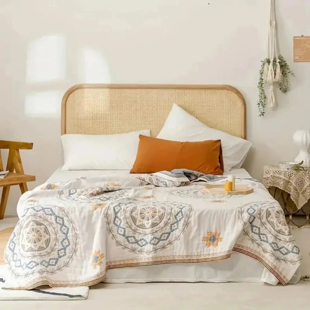 Mandala cotton throw blanket boho woven design – view 7