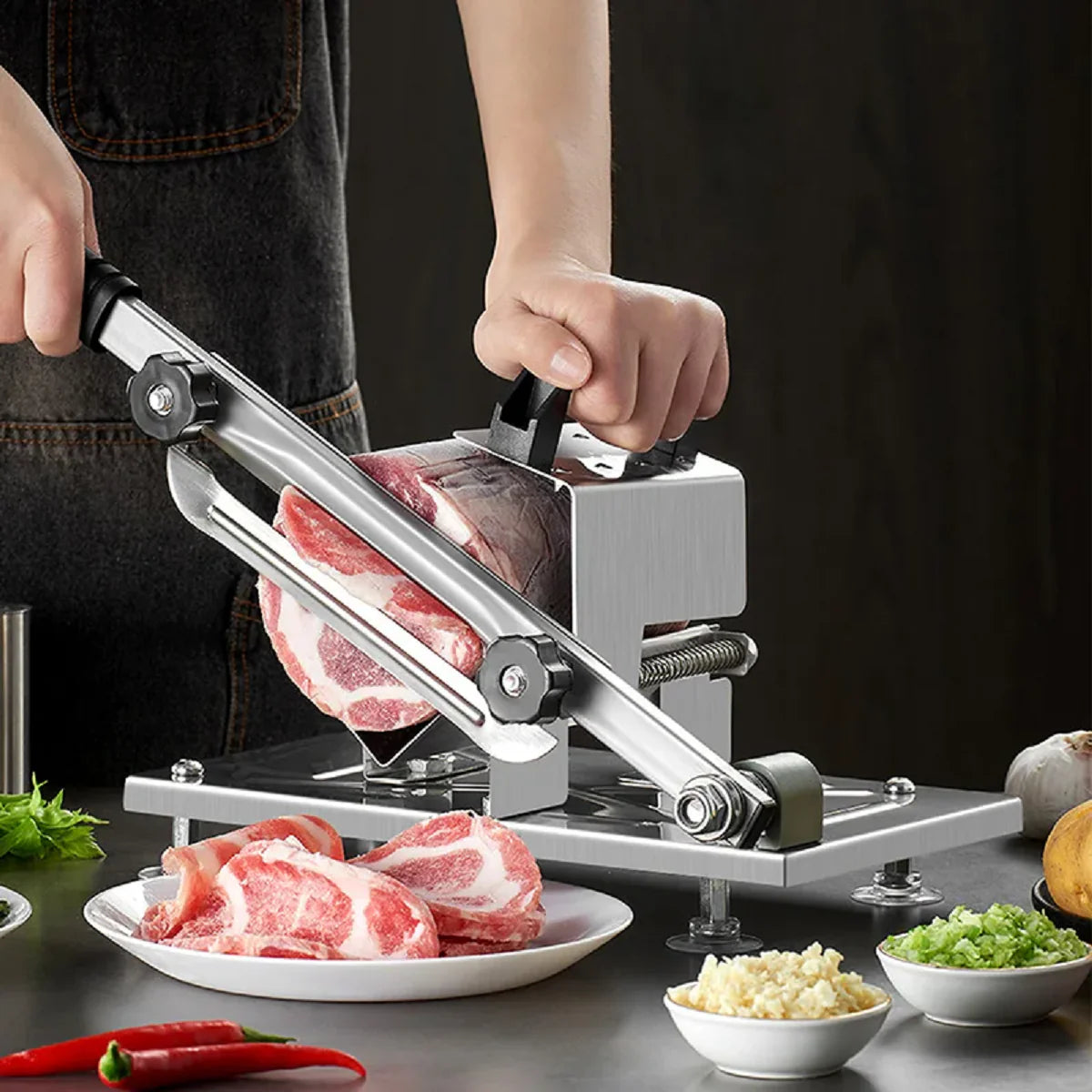 Manual Frozen Meat Slicer – Stainless Steel Precise Cuts