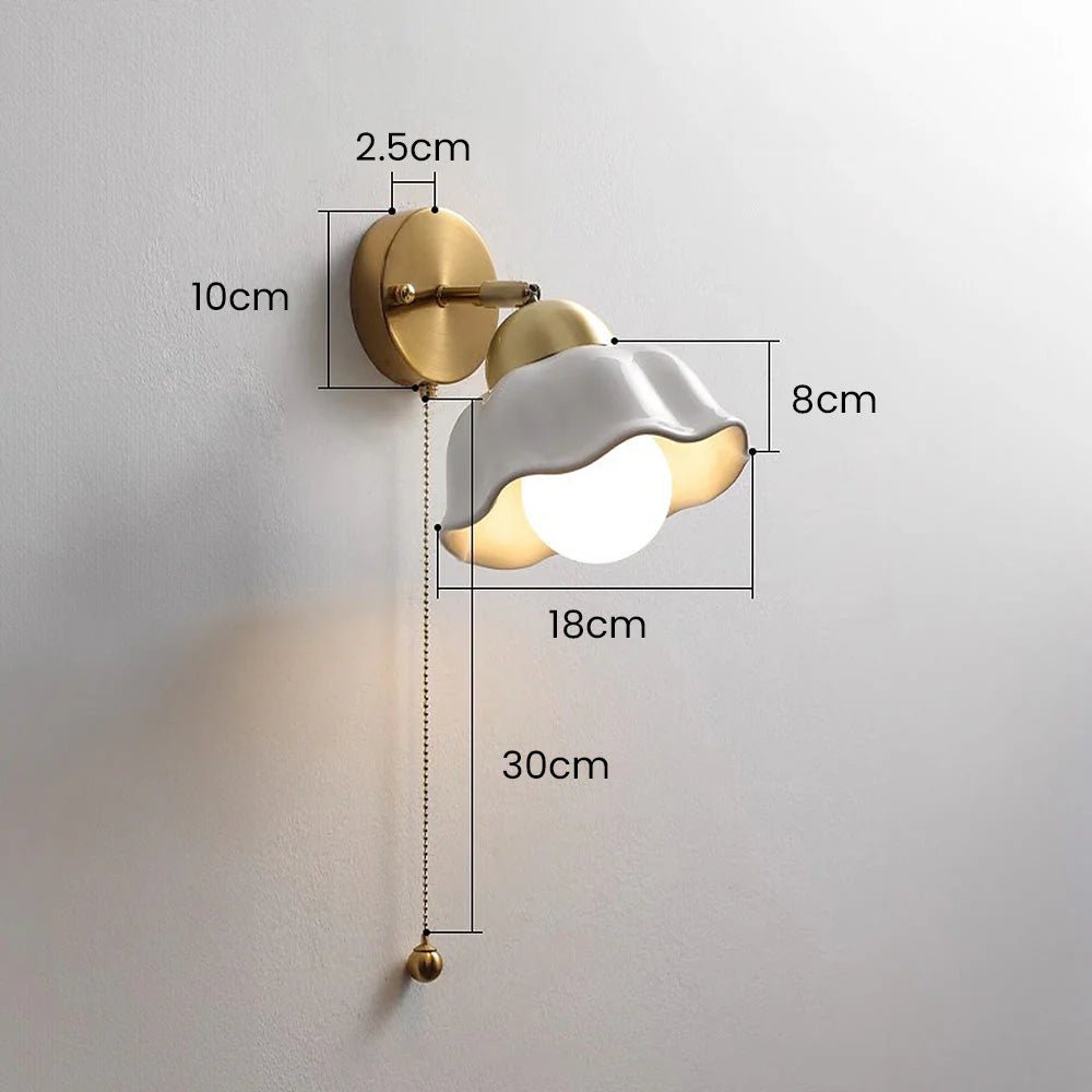 Metal and Ceramic Flower Wall Lamp - Lattea Global