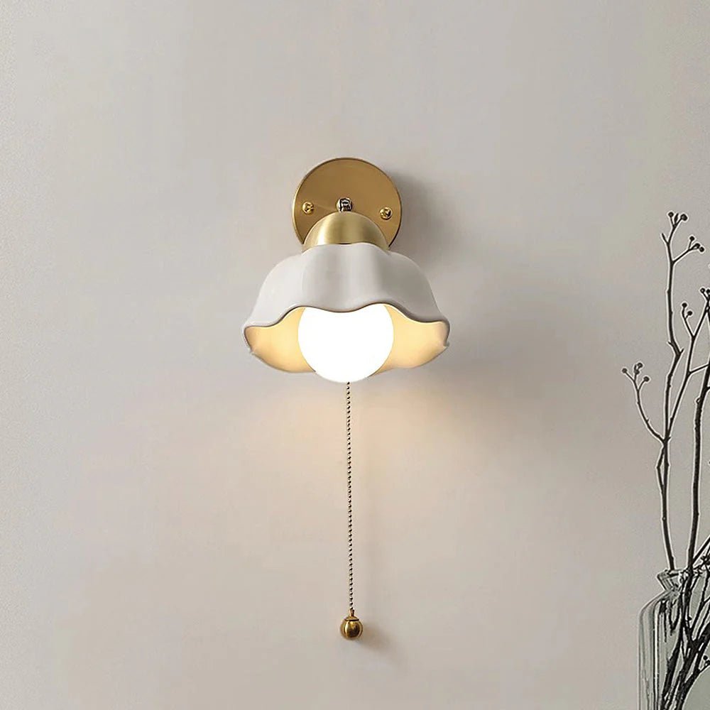 Metal and Ceramic Flower Wall Lamp - Lattea Global