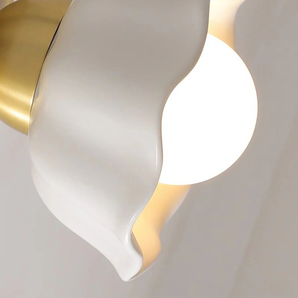 Metal and Ceramic Flower Wall Lamp - Lattea Global