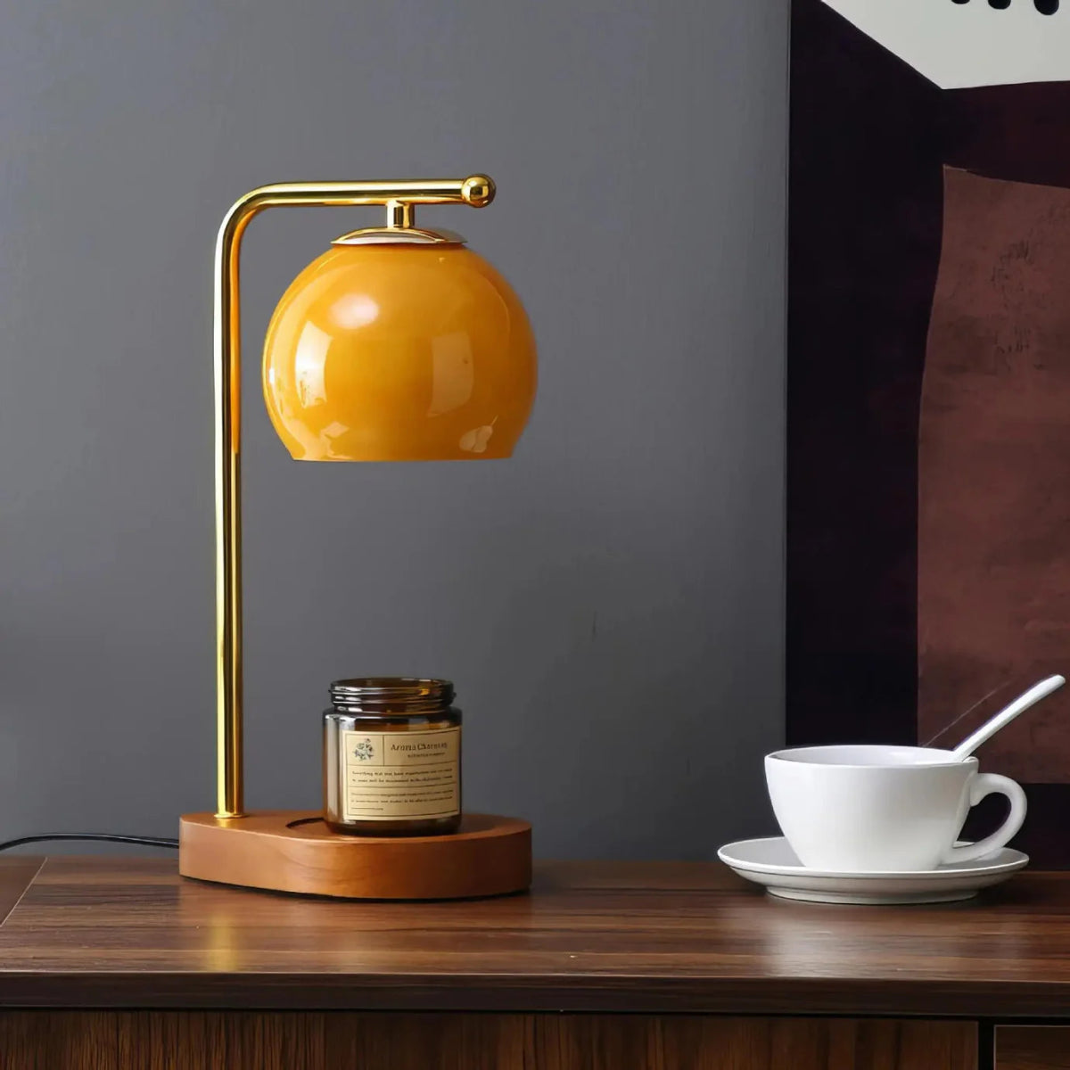 Metal and Wood Candle Warmer Lamp - Lattea Global