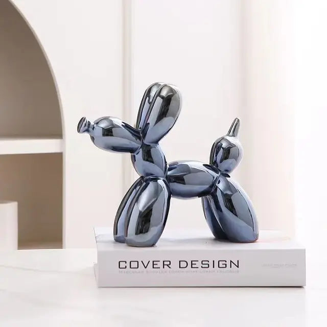 Metallic Balloon Dog Sculpture with Shiny Finish