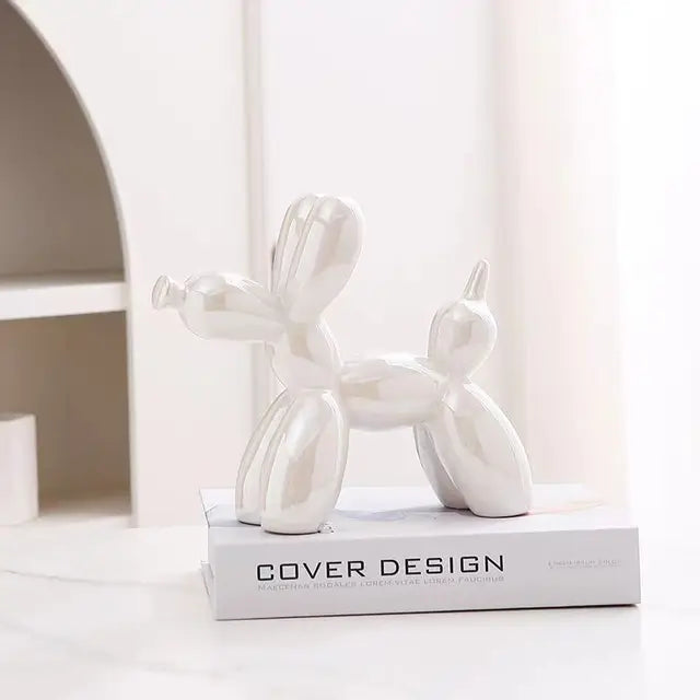 Metallic Balloon Dog Sculpture with Shiny Finish