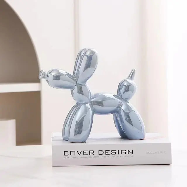 Metallic Balloon Dog Sculpture with Shiny Finish