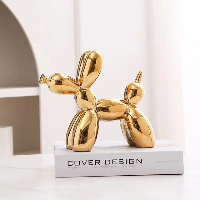 Metallic Balloon Dog Sculpture with Shiny Finish