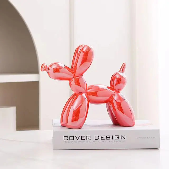 Metallic Balloon Dog Sculpture with Shiny Finish