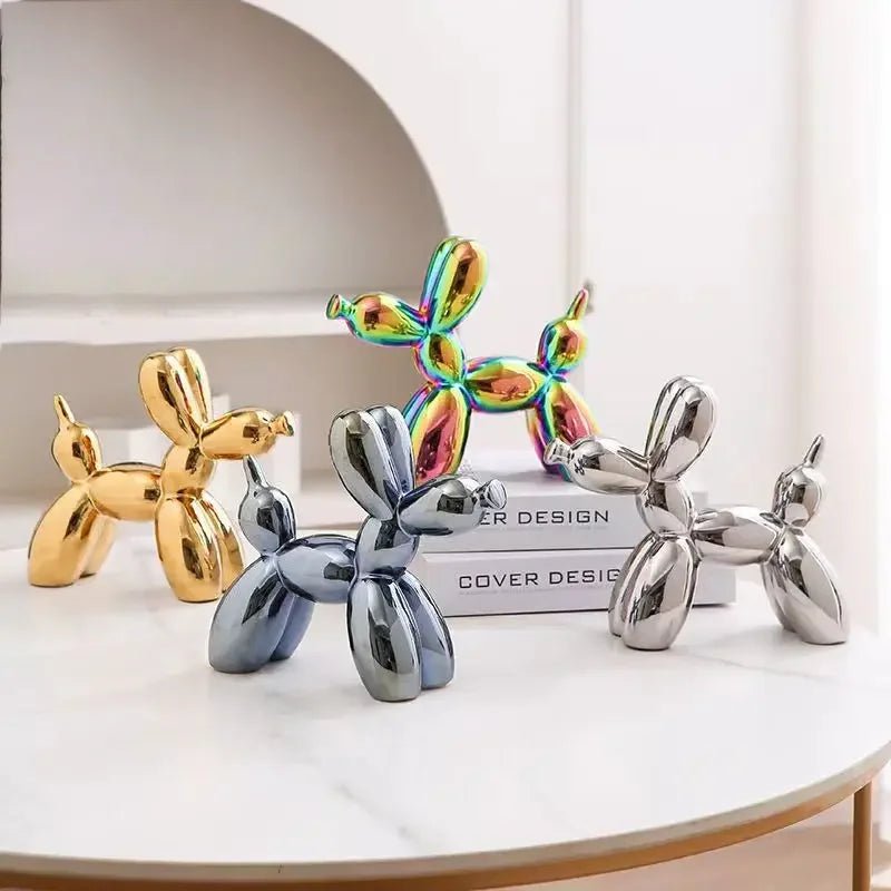 Metallic Balloon Dog Sculpture with Shiny Finish - Lattea Global