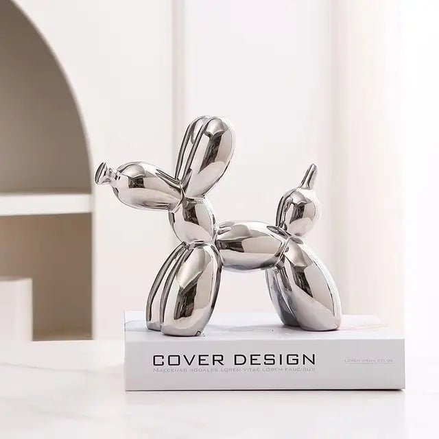 Metallic Balloon Dog Sculpture with Shiny Finish - Lattea Global