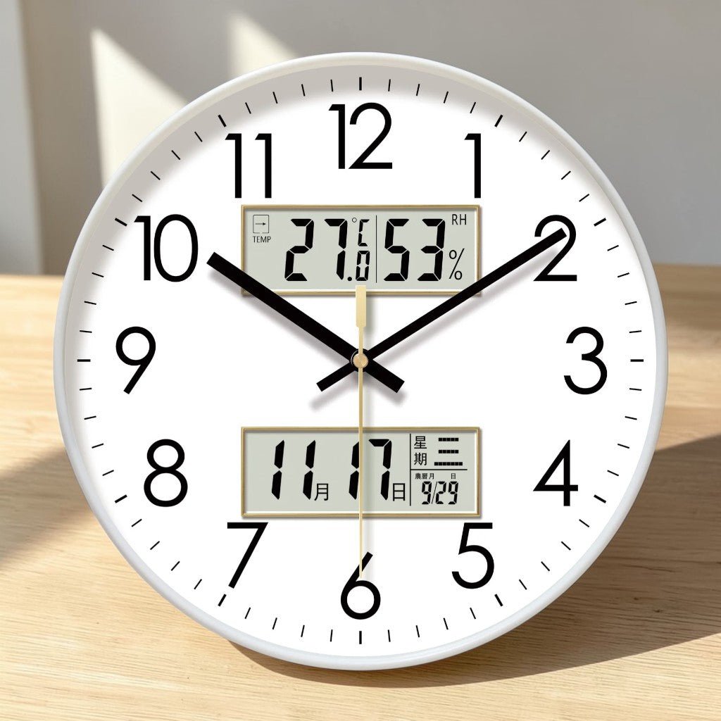 MetroSense 3 - in - 1 Quiet Wall Clock with Calendar & Thermometer - Lattea Global