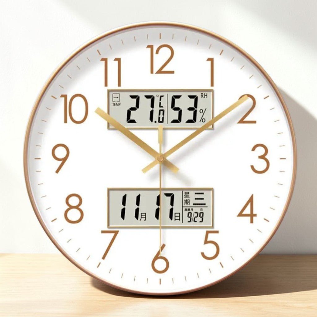 MetroSense 3 - in - 1 Quiet Wall Clock with Calendar & Thermometer - Lattea Global