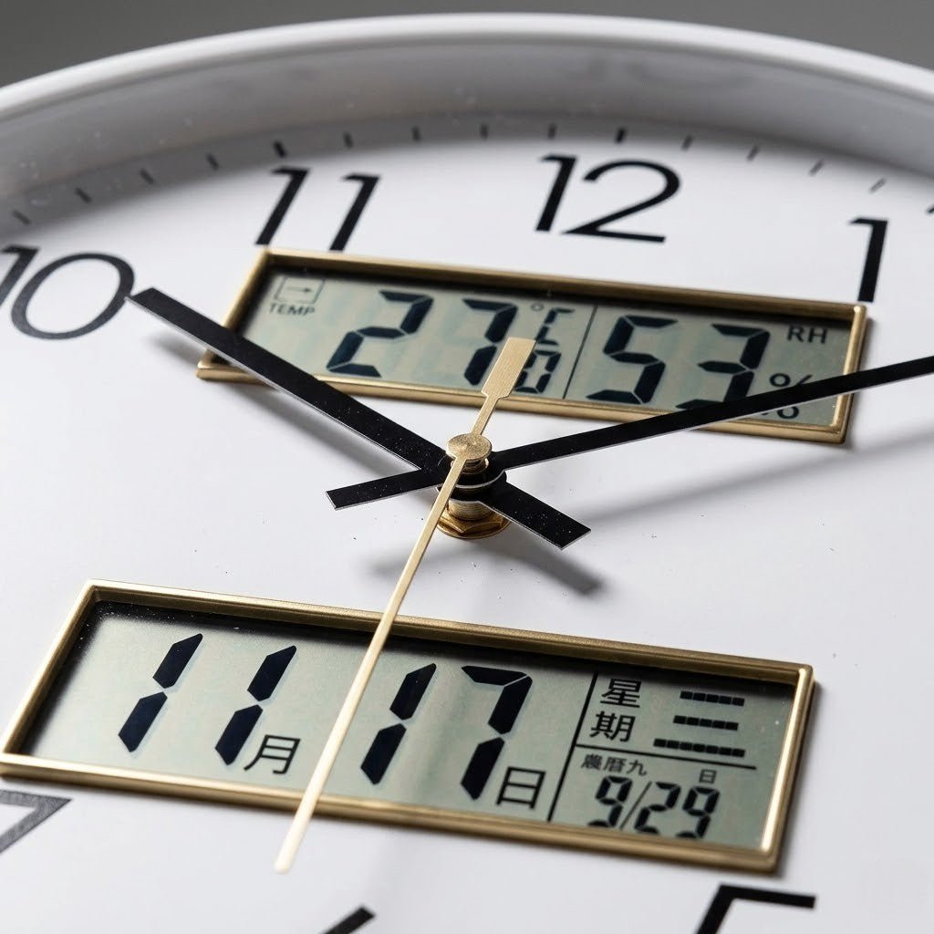 MetroSense 3 - in - 1 Quiet Wall Clock with Calendar & Thermometer - Lattea Global