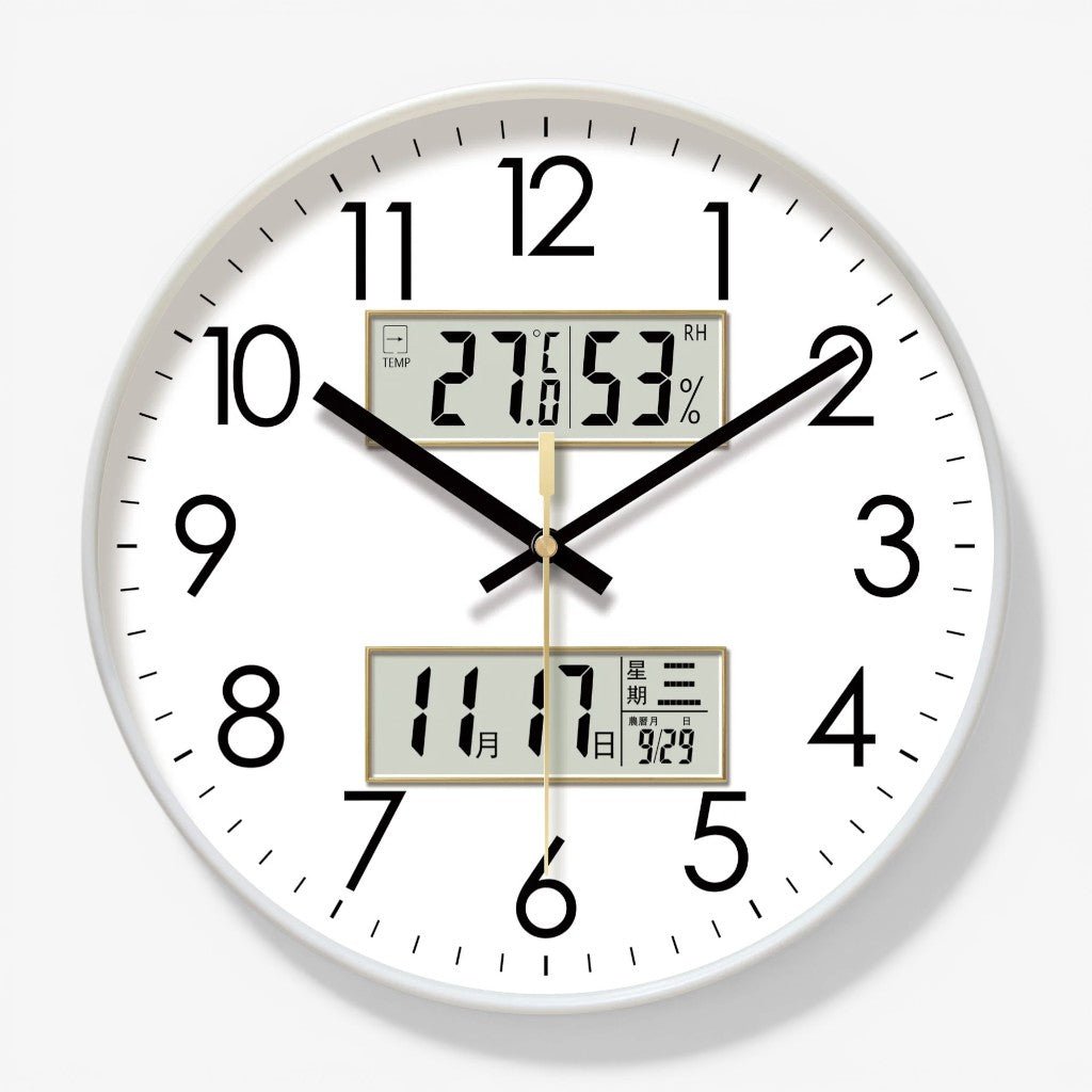 MetroSense 3 - in - 1 Quiet Wall Clock with Calendar & Thermometer - Lattea Global