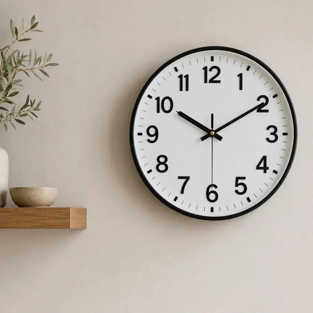 Minimalist white nordic wall clock - large 3d arabic numerals – view 2