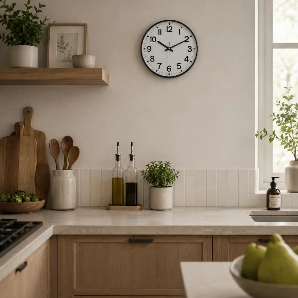 Minimalist white nordic wall clock - large 3d arabic numerals – view 7