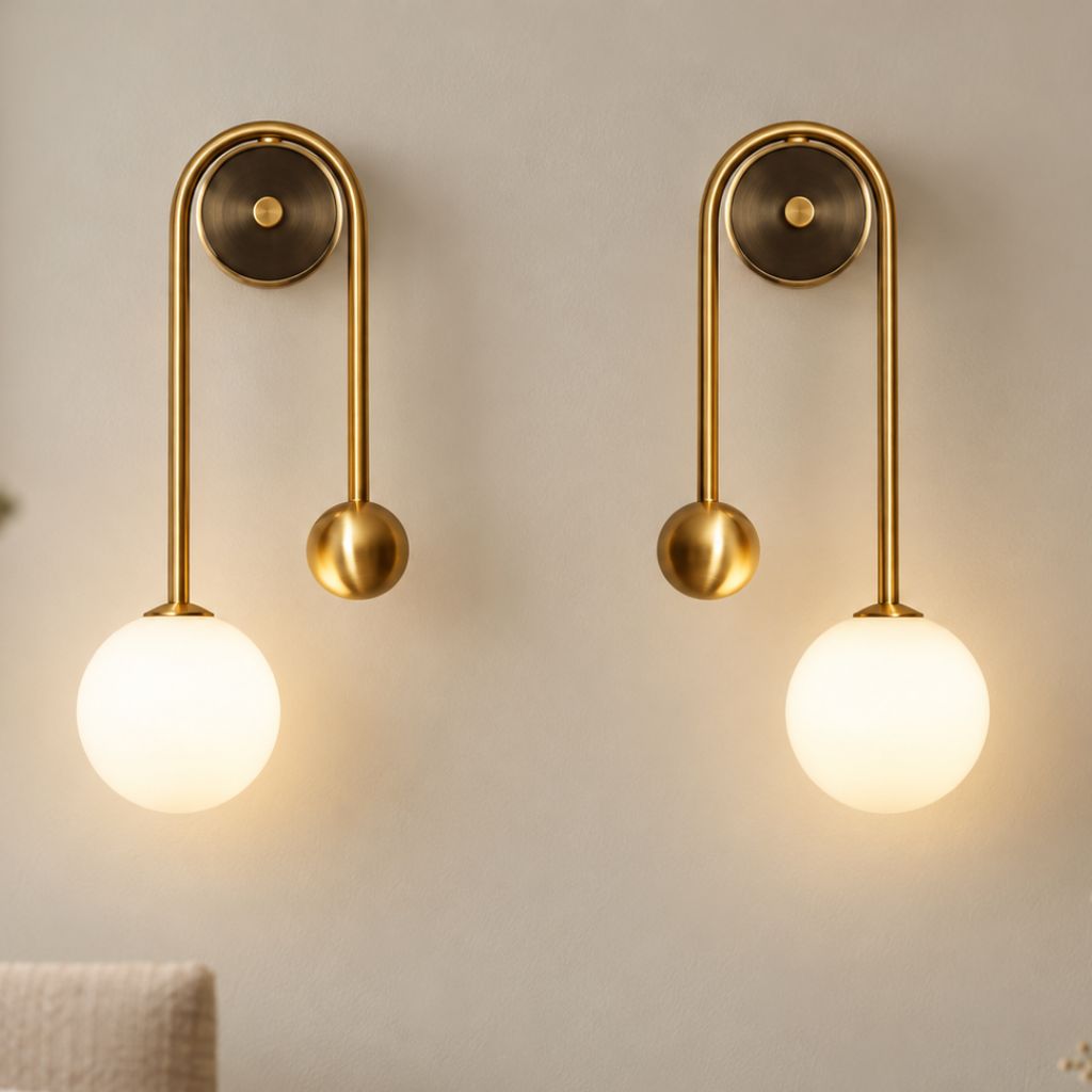 Modern G9 Glass Globe Wall Sconce with Iron Frame