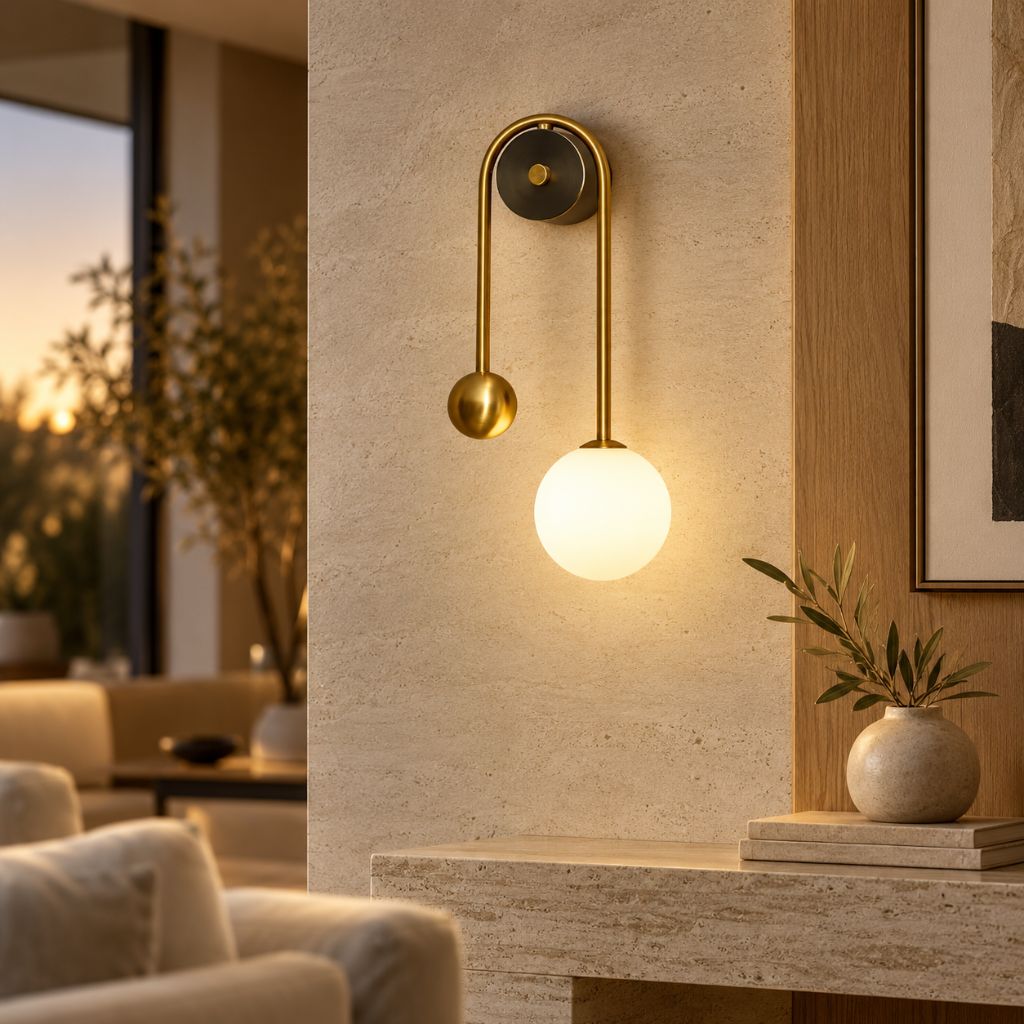 Modern G9 Glass Globe Wall Sconce with Iron Frame
