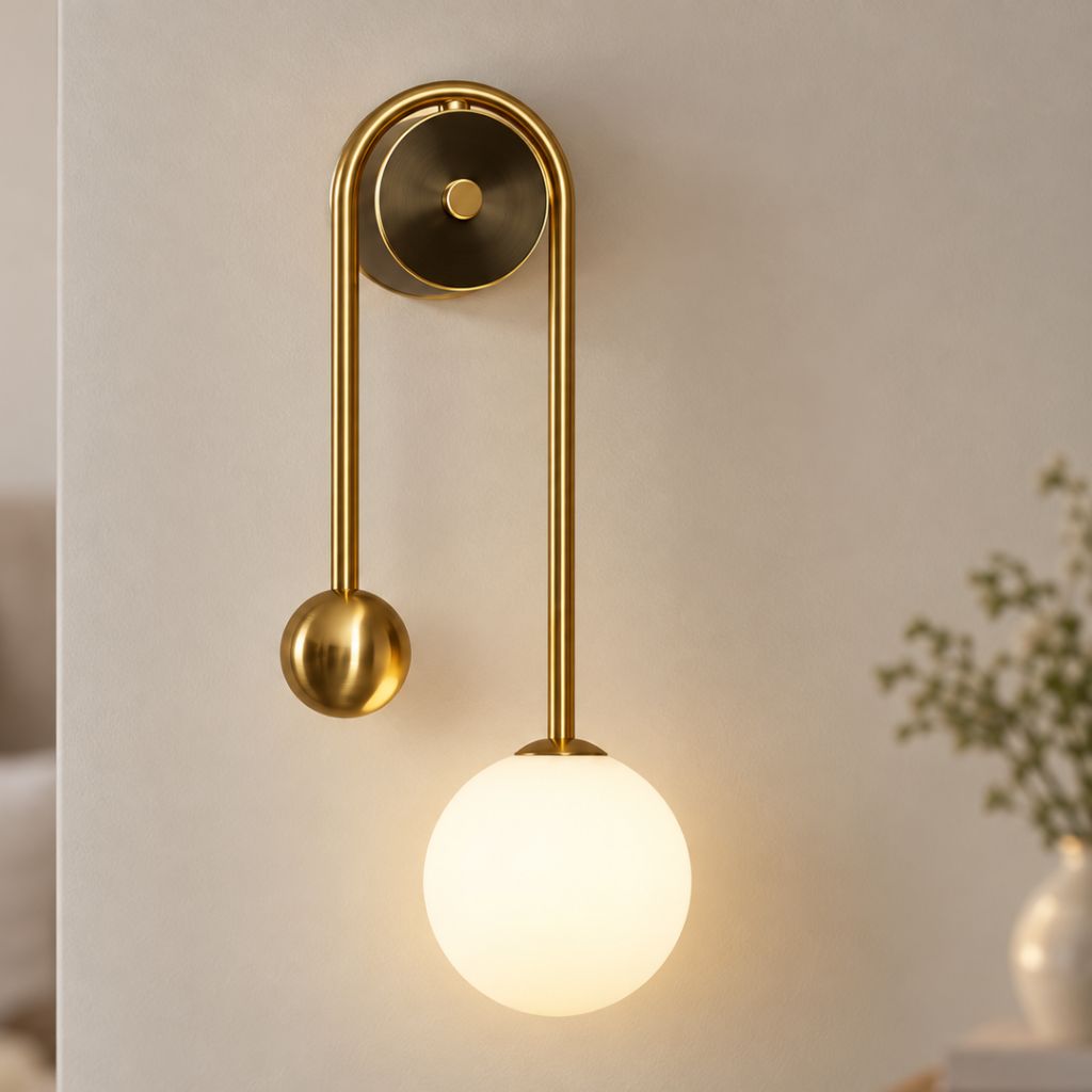 Modern G9 Glass Globe Wall Sconce with Iron Frame