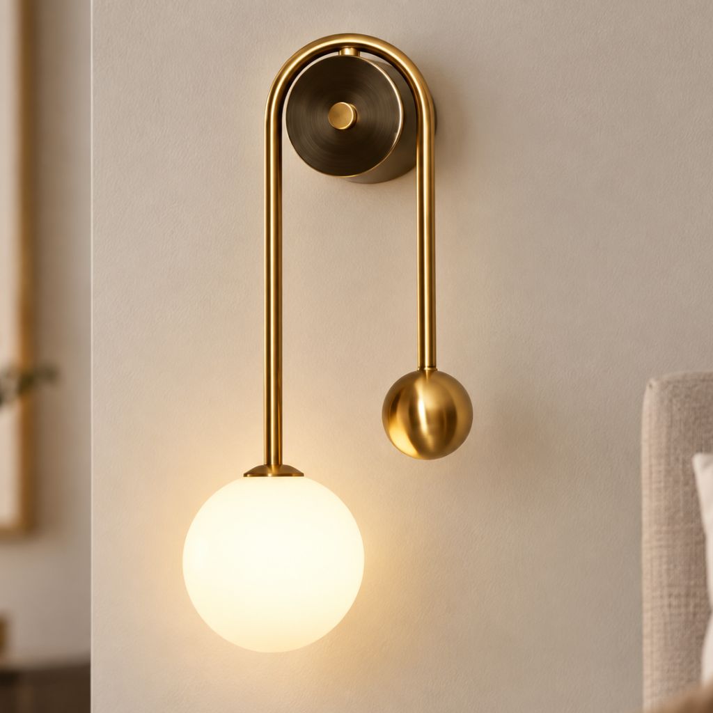 Modern G9 Glass Globe Wall Sconce with Iron Frame