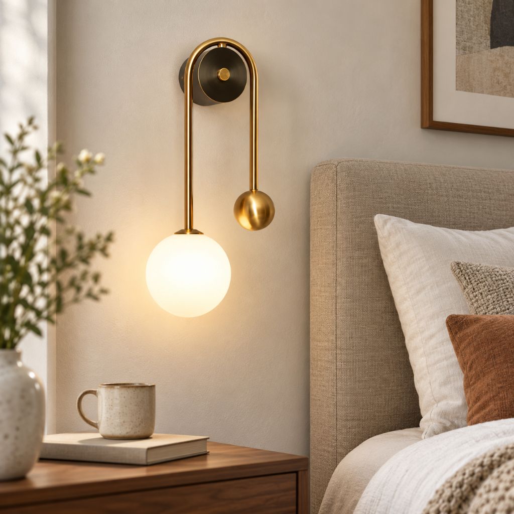 Modern G9 Glass Globe Wall Sconce with Iron Frame