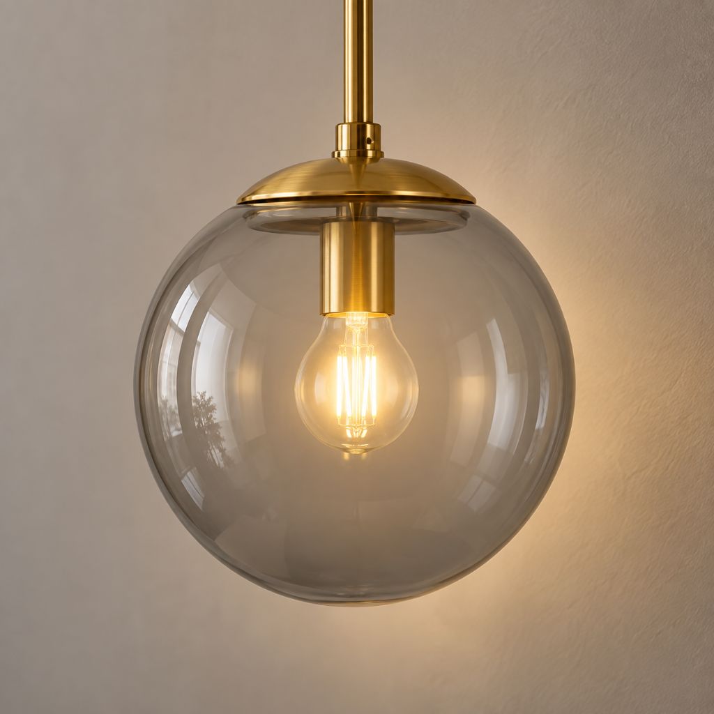 Modern Glass Globe E27 Wall Sconce with Iron Frame