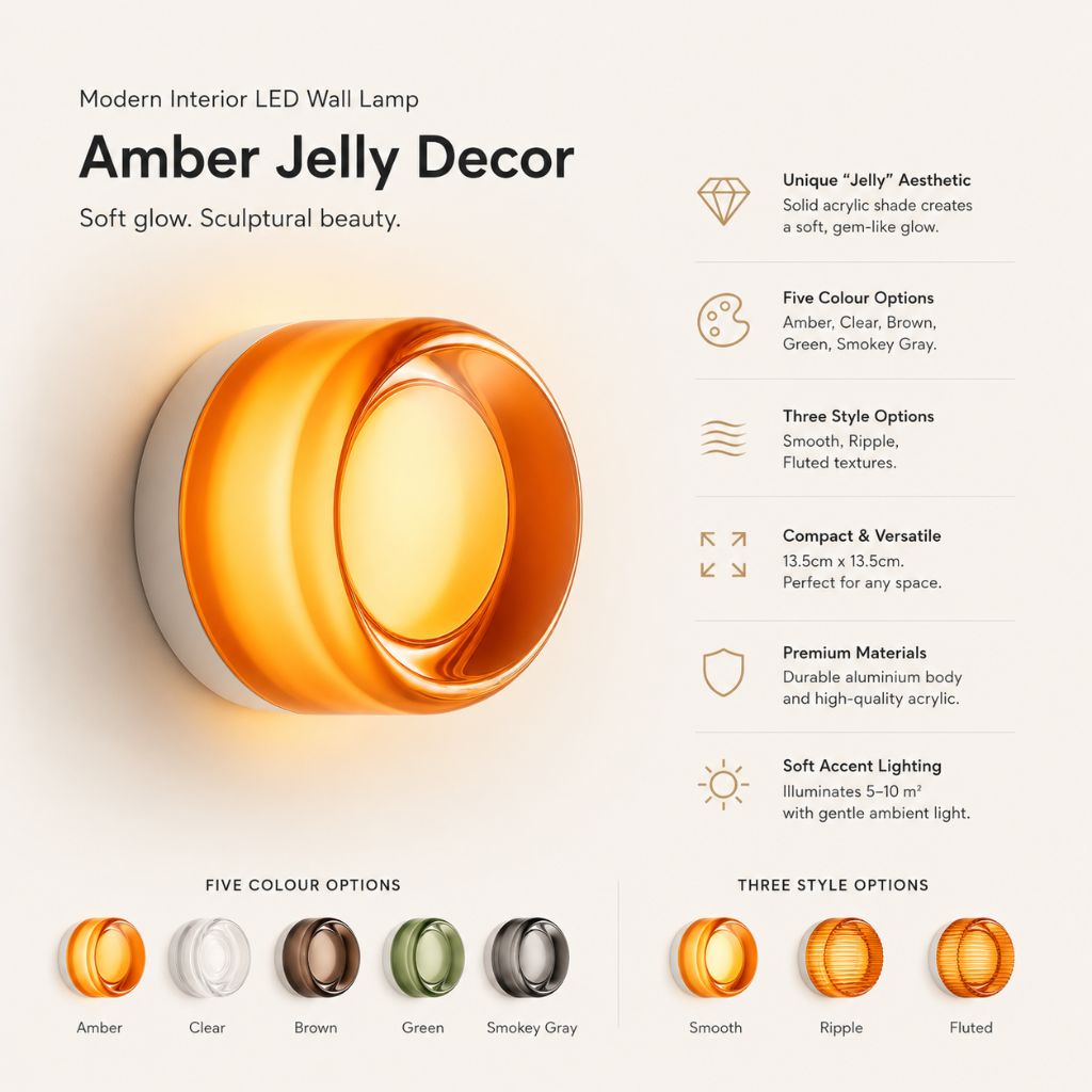Modern Interior LED Wall Lamp - Amber Jelly Decor