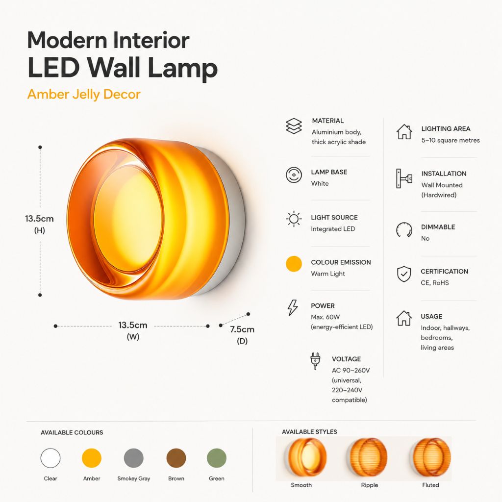 Modern Interior LED Wall Lamp - Amber Jelly Decor
