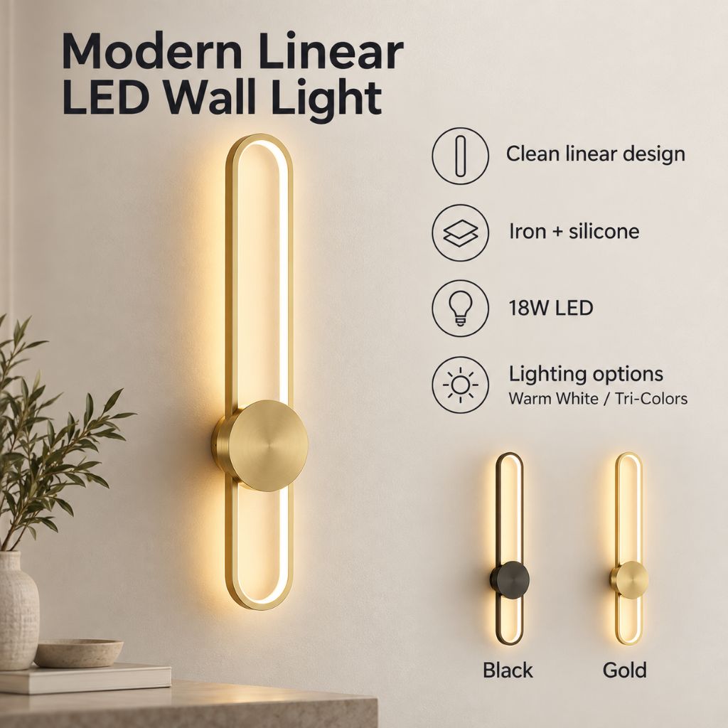 Modern Linear LED Wall Light with Silicone Diffuser